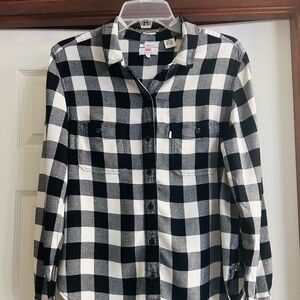 Levi’s Long Sleeve Boyfriend Fit Buffalo Check Flannel Tunic Top